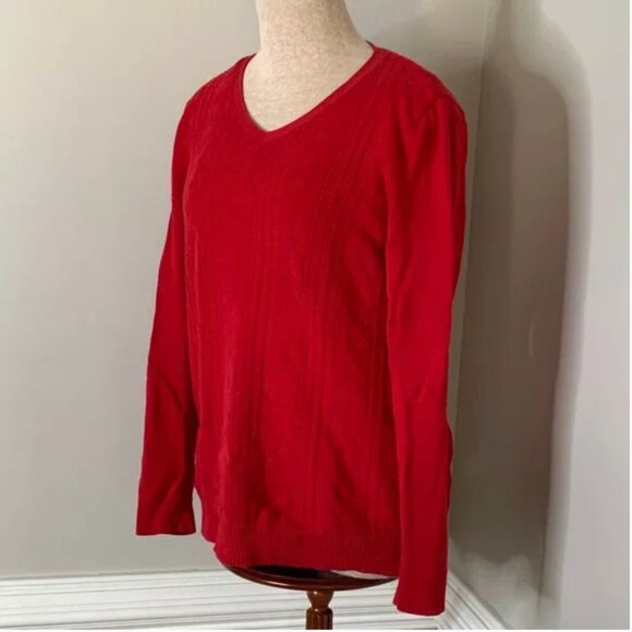 Talbots Red V-Neck Long Sleeve Knit Sweater Size Small - Picture 4 of 6